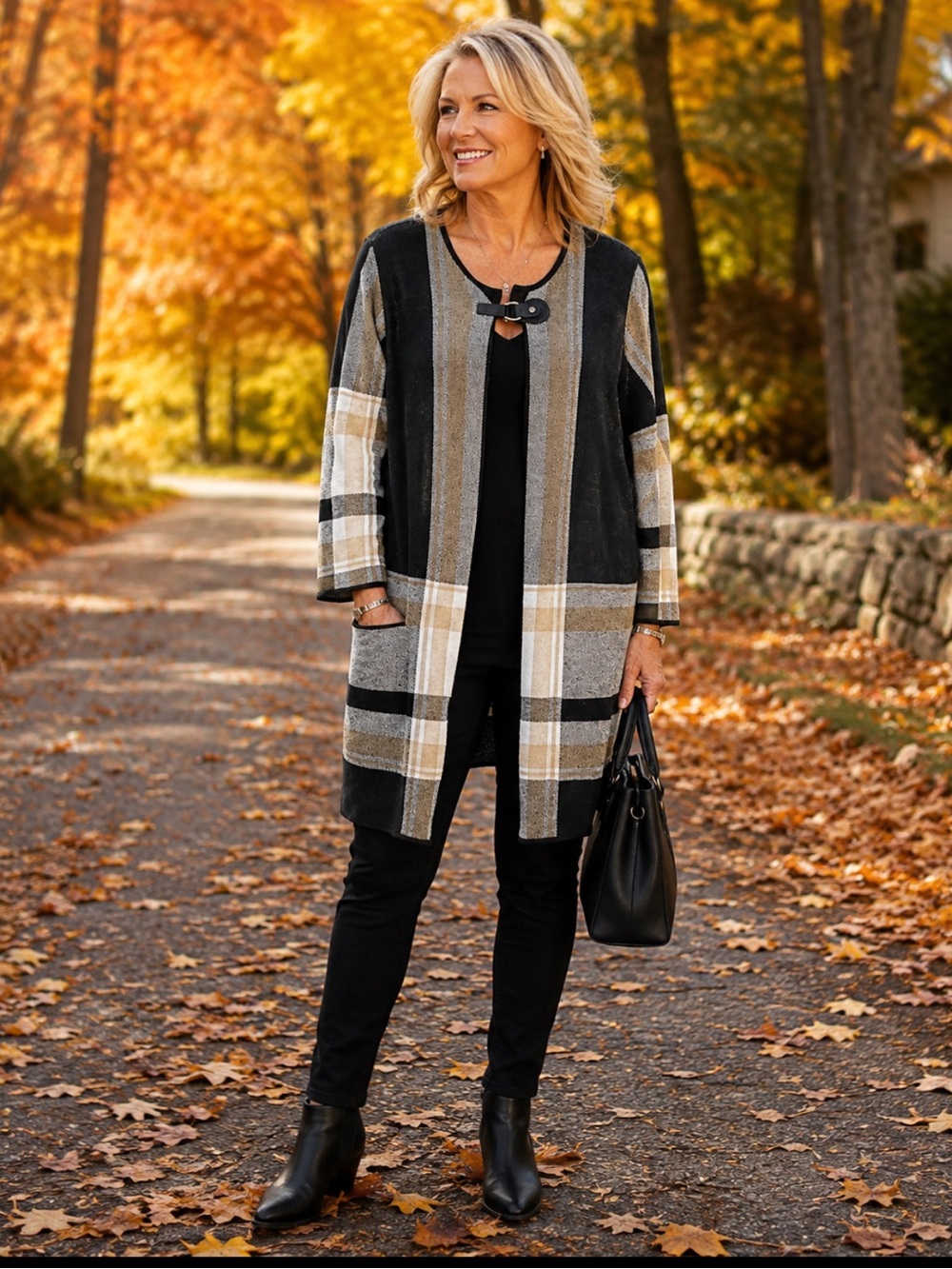 Anne Klein Long Cardigan Open front Sweater Sz L